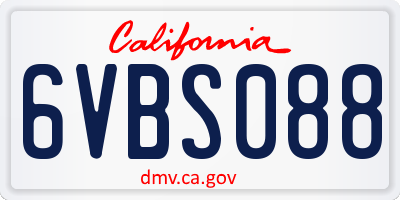 CA license plate 6VBS088