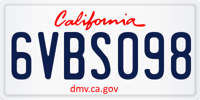 CA license plate 6VBS098