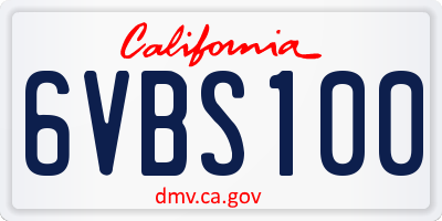 CA license plate 6VBS100