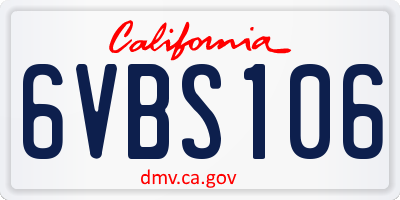 CA license plate 6VBS106