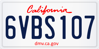 CA license plate 6VBS107