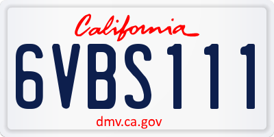 CA license plate 6VBS111