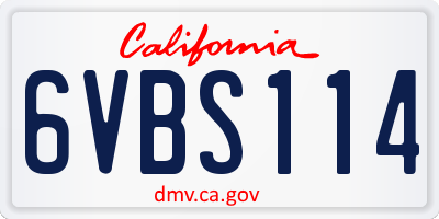CA license plate 6VBS114