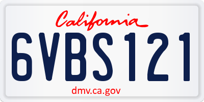 CA license plate 6VBS121