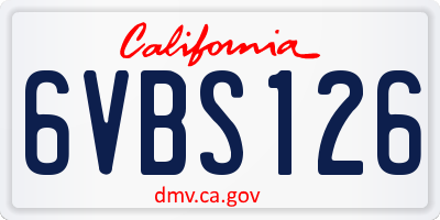 CA license plate 6VBS126
