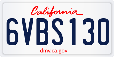 CA license plate 6VBS130