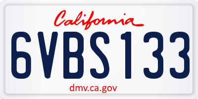 CA license plate 6VBS133