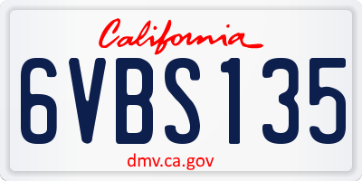 CA license plate 6VBS135