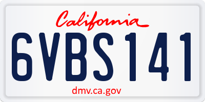 CA license plate 6VBS141