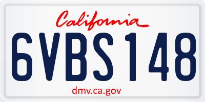 CA license plate 6VBS148