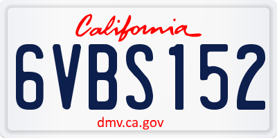 CA license plate 6VBS152