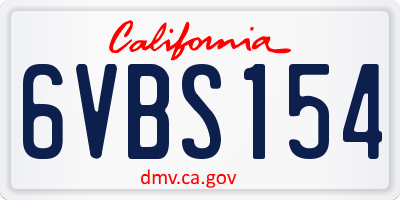 CA license plate 6VBS154