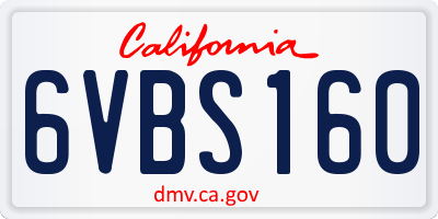 CA license plate 6VBS160