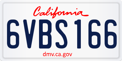 CA license plate 6VBS166