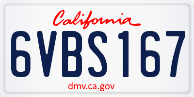 CA license plate 6VBS167