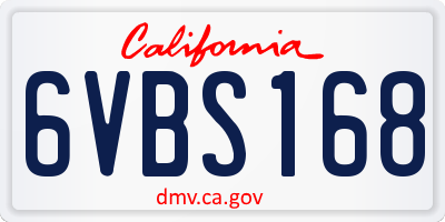 CA license plate 6VBS168