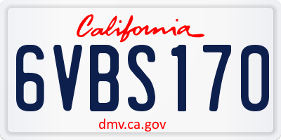 CA license plate 6VBS170