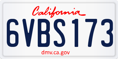 CA license plate 6VBS173