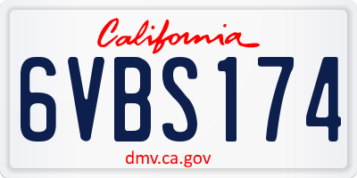 CA license plate 6VBS174
