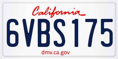 CA license plate 6VBS175