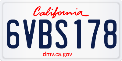 CA license plate 6VBS178