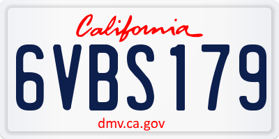 CA license plate 6VBS179