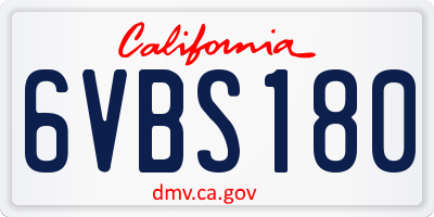 CA license plate 6VBS180