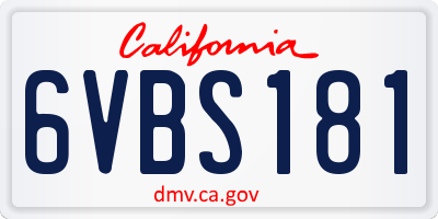 CA license plate 6VBS181