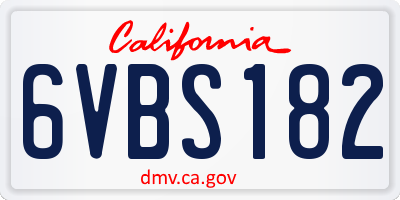 CA license plate 6VBS182