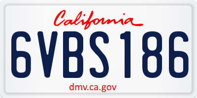 CA license plate 6VBS186