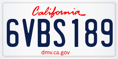CA license plate 6VBS189