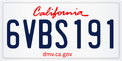 CA license plate 6VBS191