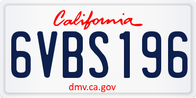 CA license plate 6VBS196