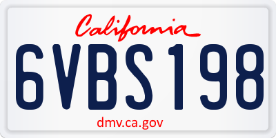 CA license plate 6VBS198