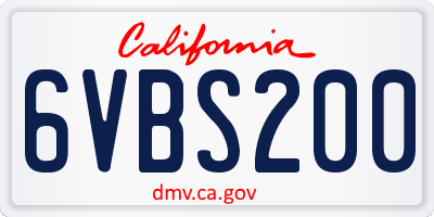 CA license plate 6VBS200