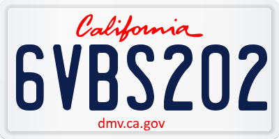 CA license plate 6VBS202