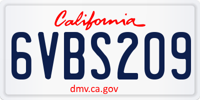 CA license plate 6VBS209