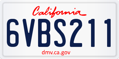 CA license plate 6VBS211