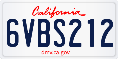 CA license plate 6VBS212