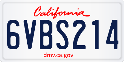 CA license plate 6VBS214