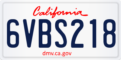 CA license plate 6VBS218