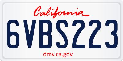 CA license plate 6VBS223
