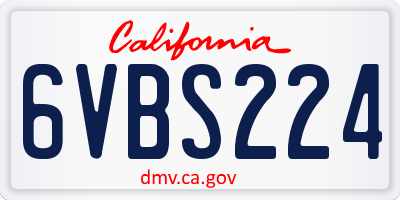 CA license plate 6VBS224