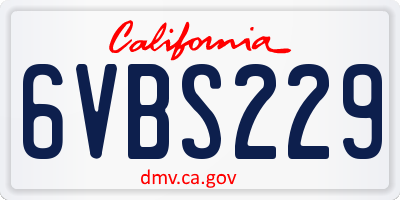 CA license plate 6VBS229
