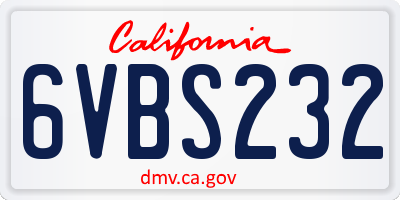 CA license plate 6VBS232