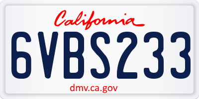CA license plate 6VBS233
