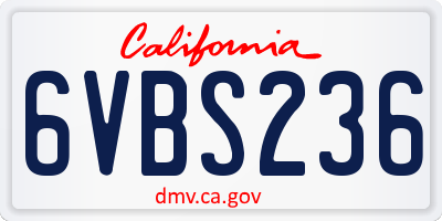 CA license plate 6VBS236