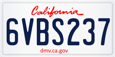CA license plate 6VBS237
