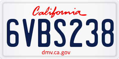 CA license plate 6VBS238