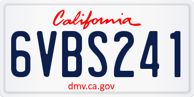CA license plate 6VBS241